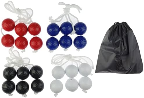 Miokun 12 Pack Ladder Balls Ladder Toss Balls Replacement with Storage Bag for Toss Match (Red Blue Black White)