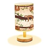 LOPYEIJFG Minimalist Bedside Table Lamp Sloth Seamless Cute Little Sleepy Baby Animal Wood Nightstan