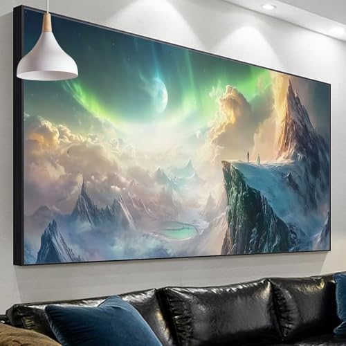 Diamond painting adulte hiver aurore boréale 150x50cm broderie diamant kit complet point de croix