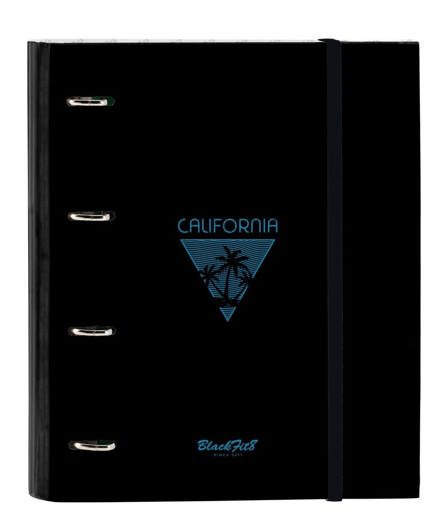 Classeur Safta BLACKFIT8 CALIFORNIA 4 Anneaux A4 Noir/Bleu