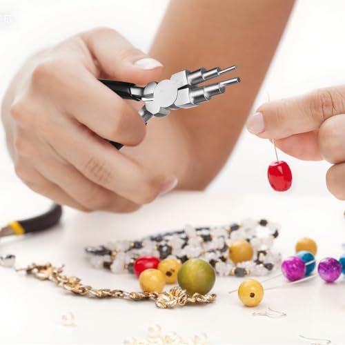 Image of Mudder 2 Pieces Jewelry Making Tool Bail Making Pliers 6 in 1 Jewelry Wire Bending Pliers for Beading Looping Shaping Wire DIY Crafts (Black)