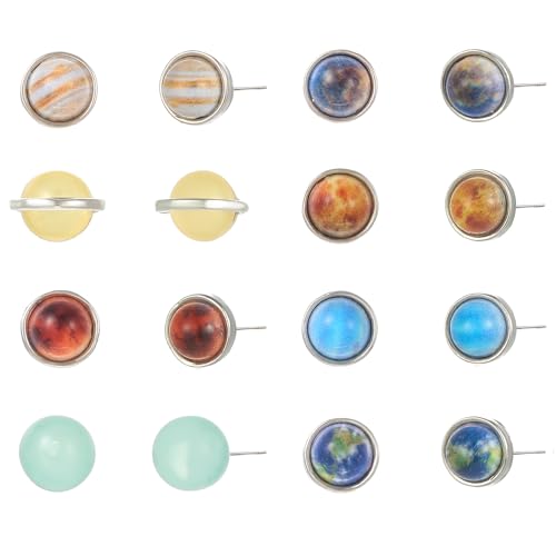 Planet Stud Earrings for Women Universe Galaxy Solar System Space Jewelry Eight Planets Guardian Star Saturn Gifts