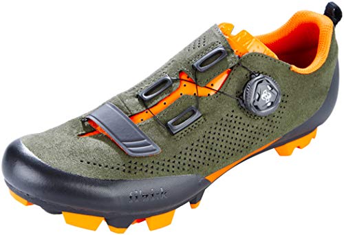Fizik X5 Terra Suede Cycling Shoe Suede Military Green/Orange, 41.0 - Men's