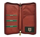 VISCONTI Leather Zipped Travel Document Holder & Strap RFID Blocking 1157 Brown