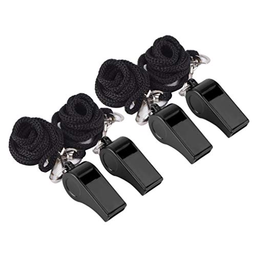 Apitos de plástico para treinador esportivo Besportble, 4 peças, com cordão, apitos de sobrevivência
