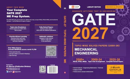 Image of GATE 2027 Mechanical Engineering | Topic-wise Previous Year Solved Papers (2000-2026) | 27 Years PYQ with Detailed Solutions | MCQs, NTQs & MSQs | GATE ME Topicwise Question Bank