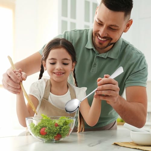 Miniatura 6 de Fzyisw Juego De 2 Cubiertos Para Ensalada De Acero Inoxidable, 28 Cm, Cucharas Para Servir Ensaladas, Tenedores Grandes, Tenedores De Ensalada De Acero Inoxidable, Cucharas De Ensalada Con Asas