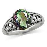 Silvershake 3.04ct. Mystic Fire Topaz 925 Sterling Silver Triquetra Celtic Knot Solitaire Ring Size