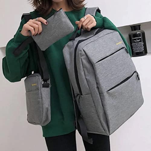 Mochila Masculina Recarregável USB Conjunto Vários Compartimentos Mochila Executiva de 3 Cinza