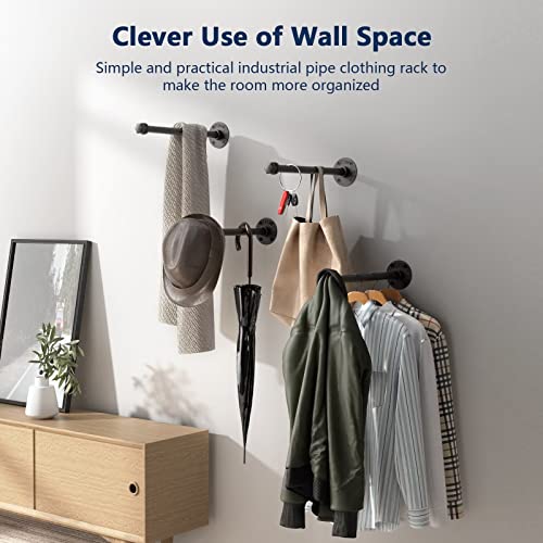Omsaca 4 Pcs 12 Inch Industrial Pipe Clothes Racks, Floating Shelf Bracket, Wall Mount Closet Rod For Hanging Clothes, Small Garment Rack For Indoor And Boutique Store Clothing Display-Pipe Cap #TOP3