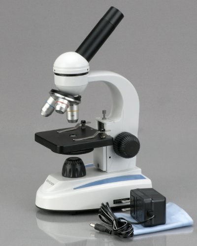 AmScope M149C-E Digital Compound Monocular Microscope, WF10x and WF25x Eyepieces, 40x-1000x Magnification, LED Illumination, Brightfield, Single-Lens Condenser, Plain Stage, 110V or Battery-Powered, Heavy-Duty Metal Frame, Includes 0.3MP Camera and Softwa - Thumbnail 4