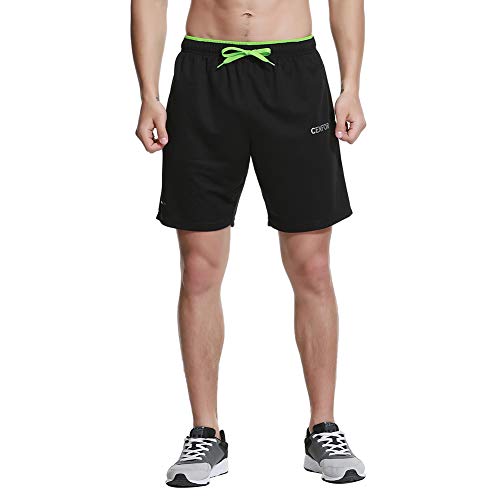 CENFOR Men's 7" Athletic Workout Shorts with Pockets Drawstring Quick Dry Breathable Active Training Shorts(Black,S)