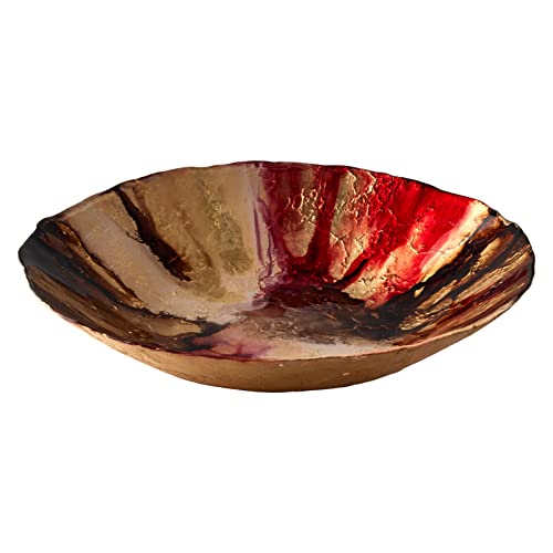 Anton Studio Designs - Decorative Bowl - Large Table Decoration Bowl - Diameter: 40cm - Decorative Glass Bowl for Home Decor - Abstract Red