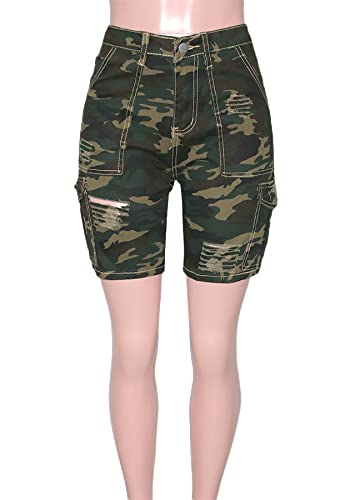 Voghtic Women's High Waisted Camo Cargo Shorts Casual Workout Outdoor Short Jeans #TOP3