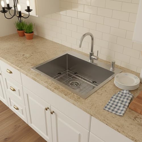 Beleeb Drop In Kitchen Sink 28x18", 9" Basin Depth, 18 Gauge Stainless Steel Sink, 3D Embossed Surface Finish Top Mount with Accessories by Beleeb - Used condition - Image 6