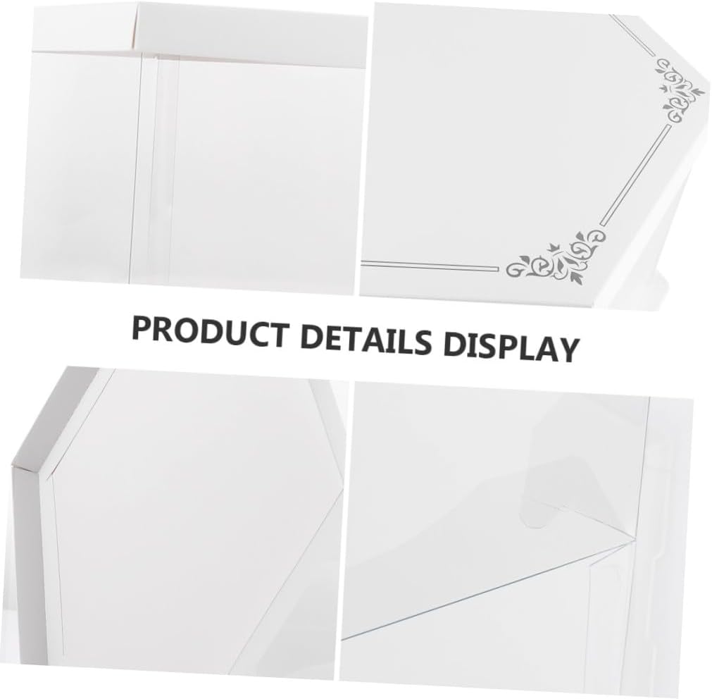 White Cake Packaging Box, Hexagonal PET Cardboard Carrier