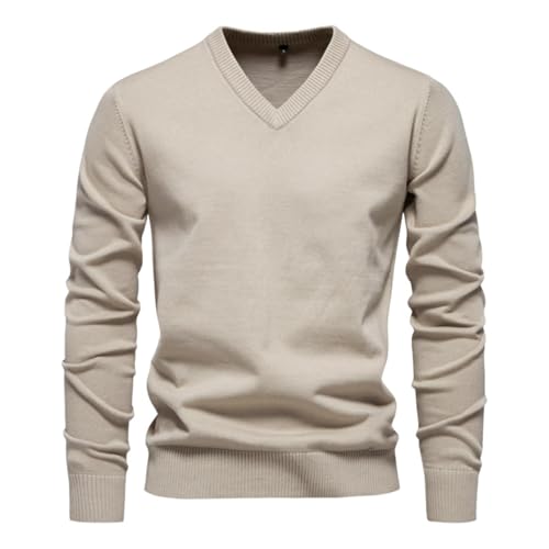 Suéter de algodón con cuello en V ropa de punto de invierno abrigo ligero masculino
