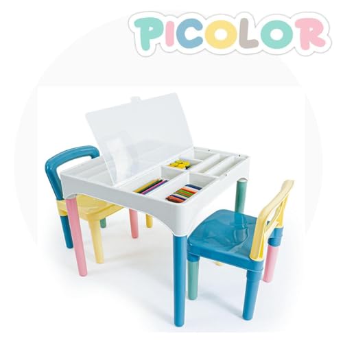 Mesa Mesinha Infantil Didática com 2 Cadeiras Coloridas para Crianças Poliplac