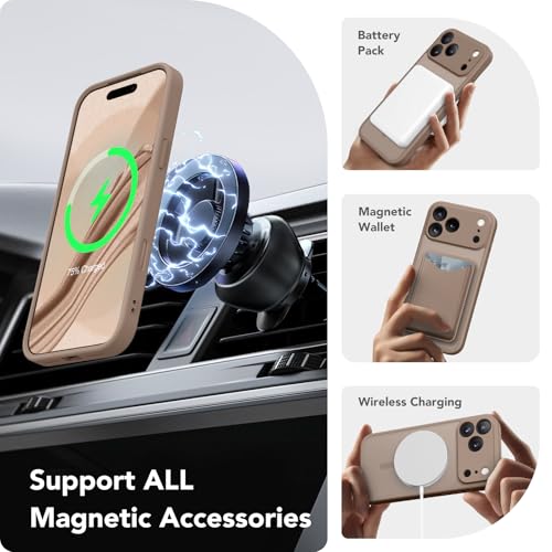 CAPRARO Magnetic for iPhone 17 Pro Case, Upgraded [Full Camera Protection] [Compatible with MagSafe] Protective Translucent Matte Women Girl Phone Case Cover, Withered Brown by CAPRARO - Image 2