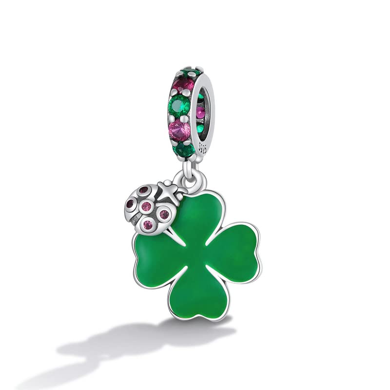 Charm Quadrifoglio coccinella portafortuna ciondolo pendente in argento 925 - Les Folies per Pandora