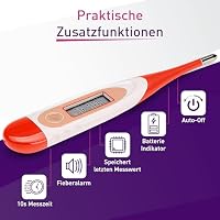 scala SC 1501 flex Fieberthermometer digital – 10 Sek. Messzeit, flexible Spitze, Fieberalarm, wasserdicht – oral, rektal & axillar – für Baby, Kinder & Erwachsene (rot) – Ansicht 2