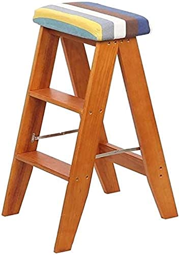 Taburete alto portátil en madera natural con asiento confortable 2