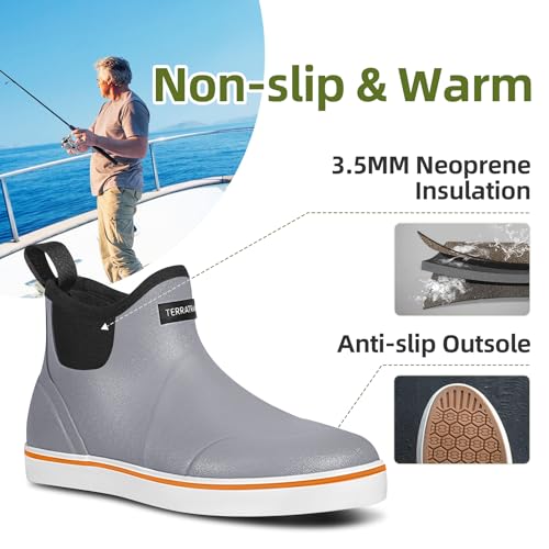 Image of Men's Waterproof Deck Boots, Slip-On Ankle Rubber Boots