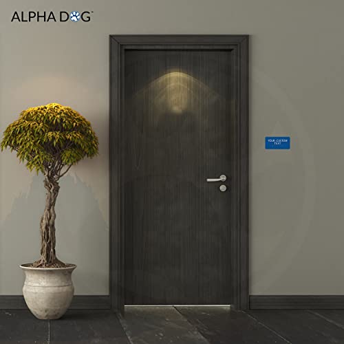 ALPHA DOG ADA SIGNS Custom ADA Compliant Braille Sign, 4\"x8\" Room Identification Plaque, Tactile Text, Raised Letters, Personalized 2-Line, Indoor/Outdoor, USA-Made (Blue) - Thumbnail 2