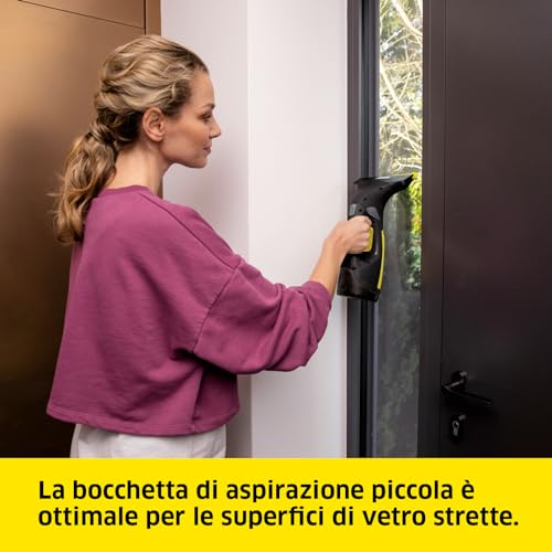 Lavavetri Aspiragocce Kärcher WV 2 Black Edition per la Pulizia di Vetri, Piastrelle, Cabine Doccia, Piani a Induzione, Serbatoio 100ml, Resa con una carica 75mq, Ampiezza Bocchetta 28cm - Immagine 4