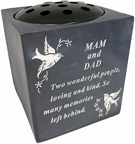 David Fischhoff Mum Black and Gold Grave Memorial Rose Bowl, Weatherproof - for Graveside Flower Arrangements, 14 X 15 Cm