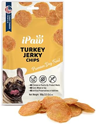 iPaw Turkey Dog Treats for Puppy Training, All Natural Human Grade Dog Treat, Ingredient Sourced from USA, Hypoallergenic, Easy to Digest (Chips)