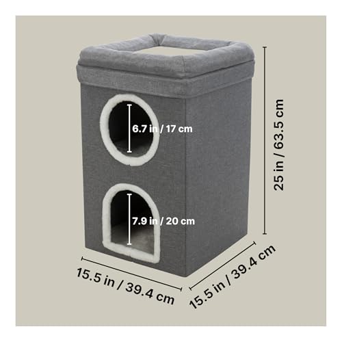 Trixie Saul Cat Condo | 2-Story Condo Tower | Scratching Surface | Foldable for Easy Storage | Gray by TRIXIE - Image 5
