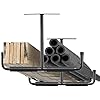 Ihomepark Overhead Garage Storage Hooks, Heavy Duty Ceiling Mounted Garage Utility Hanging Rack for Lumber Bike Tools, Black