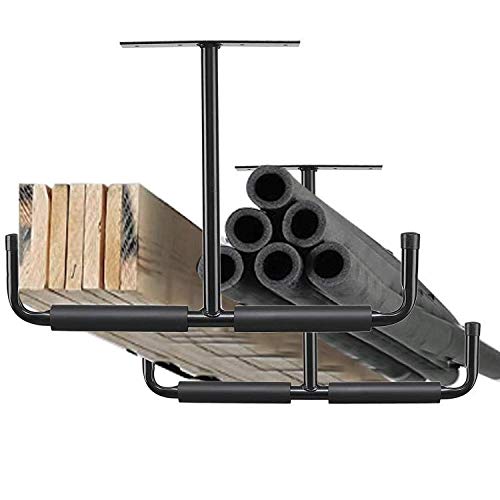 Ihomepark Overhead Garage Storage Hooks, Heavy Duty Ceiling Mounted Garage Utility Hanging Rack for Lumber Bike Tools, Black by Ihomepark - Image 6