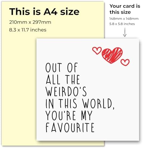 Funny Valentine's Day Card for Boyfriend or Girlfriend, Valentine's Day Cards for Husband or Wife - Valentine's Day Card for Him or Her - Youre My Favourite Weirdo - View 7