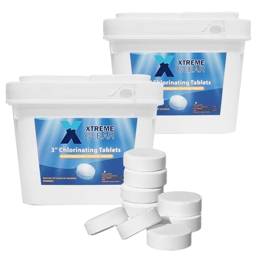 Xtremeclear 2-Pack Bundle 3 Swimming Pool Chlorine Tablets | 99% Pure Tri-Chlor| | Pro-Grade Pool Sanitizer Long Lasting & Slow Dissolving | 5 LBS