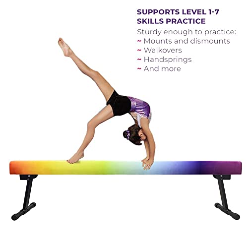 YANGG 6FT/8FT Gymnastic Balance Beam,Adjustable High and Low Level Floor Beam - Highly Stable - Gym Practice Training Equipment for Kids Children Girls Home (Rainbow, 8 FT) - Thumbnail 3