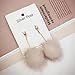 1 Paar beige weiche Pelz-Ball Pompon lange Ohrringe Tropfen baumeln Ohrringe Frauen Ohrstecker Schmuck für Mädchen