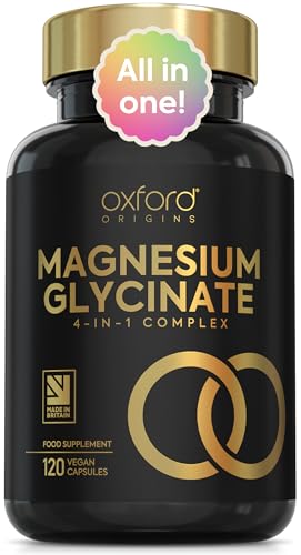 Advanced Magnesium Glycinate 4-in-1 Complex | Made in The UK | 1233mg of Mag Bisglycinate, Citrate, Malate & Taurate | Magnesium Supplements | More Varieties, More Benefits | 120 Capsules