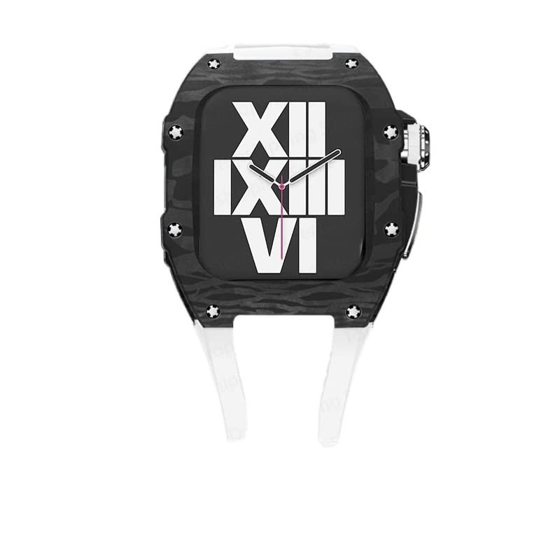 Bracelet Apple Watch SE 6 5 4 de modding avec boîtier carbone cadre métal 44mm