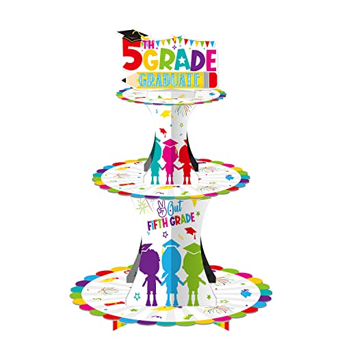 Aisosiks 3-Tier Graduation Cupcake Stand, Red, Paper, Round, Pedestal Base, Easy to Assemble, Premium, Sturdy, Class of 2024 Graduation Party Supplies