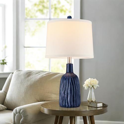GRUENLICH Ceramic Table Lamp Set of 2 for Nightstand, 22.5" Modern Blue Bedside Lamp with 3 Adjustable Color Temperature, Bedroom Light for Living Room Desk End Table Office (2 LED Bulbs Included) by GRUENLICH - Image 5