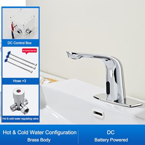 Robinet de lavabo tout cuivre avec capteur automatique intelligent couleur argent - 7