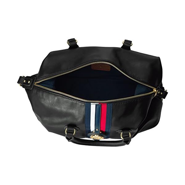 Tommy-Hilfiger-Handbag-Jaden-Satchel Tommy Hilfiger Jaden Satchel Crossbody Bag, Black Polyvinyl Chloride