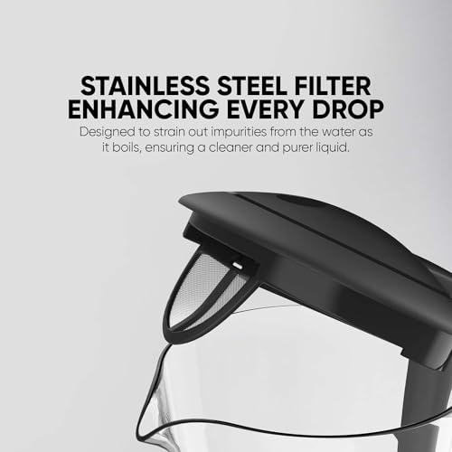 غلاية كهربائية بوعاء من الزجاج وهيكل زجاجي شفاف من نيكاي، قدرة 2200 واط، سعة 1.7 لتر | موديل رقم NK323G، ضمان لمدة عامين كحد ادنى