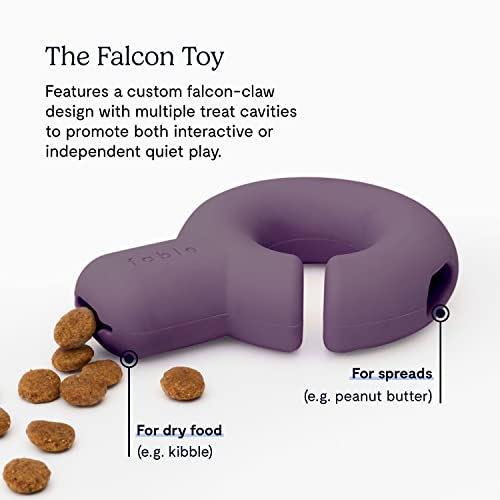Fable The Falcon Treat Dispensing Dog Toy Interlocking Design - 2 Cavity Dog Toy Treat Dispenser For Dry Food & Spreads - Dog Treat Toys Interactive & Solo Play - No Bpa Dog Treat Toy - Purple #TOP1
