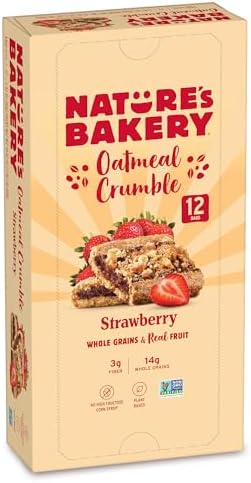 Nature’s Bakery Oatmeal Crumble Bars, Strawberry, Real Fruit, Vegan, Non-GMO, Breakfast bar, 1 Box With 12 Twin Packs (12 Twin Packs)