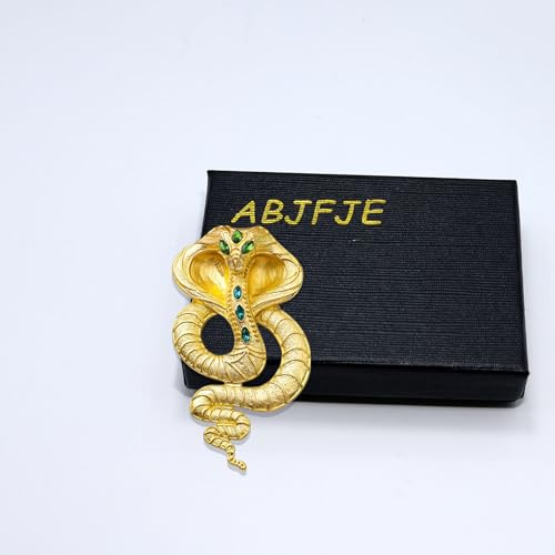 Image of Retro Crystal Snake Brooch Gold Plated Cobra Animal Corsage Suit Jacket Brooch Pin Fashion Jewelry for Men Women Gifts