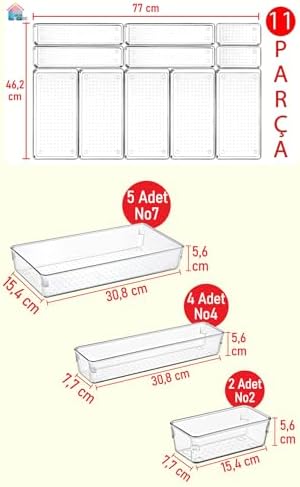 color house Şeffaf Organizer Seti Çekmece İçi Ofis Makyaj Düzenleyici Çok Renkli 38 x 38 - Görsel 1