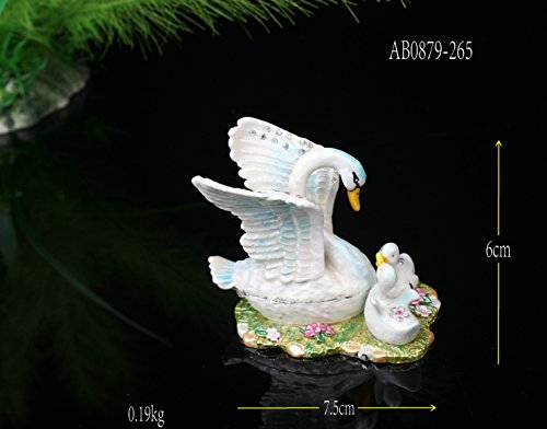 Znewlook Swans Handmade Jeweled Trinket Box Hinged Swan Keepsake Box Handcrafted Crystal Swan Gift Box (7.5 * 6 Cm (L*H)) #TOP4